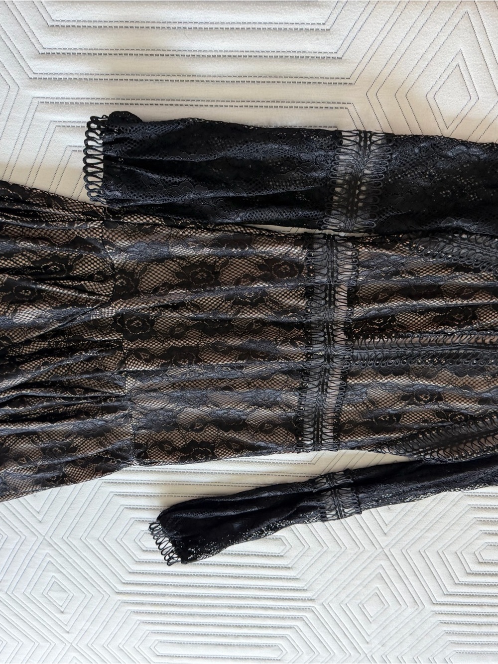 Forever Unique Black Lace Long Sleeve Dress